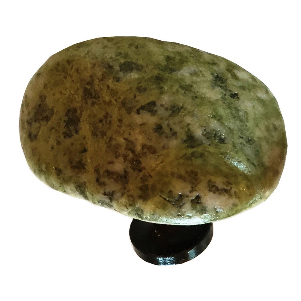 Novelty Hardware Light Green Stone Knob with Oil Rubbed Bronze Base
