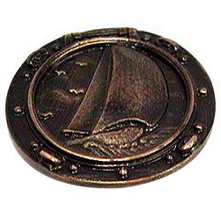 Novelty Hardware Sailboat In Porthole Knob in Antique Brass