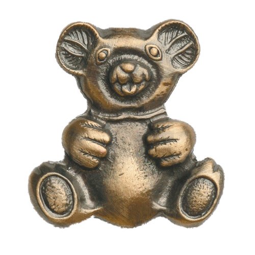 Novelty Hardware Teddy Bear Knob in Antique Brass