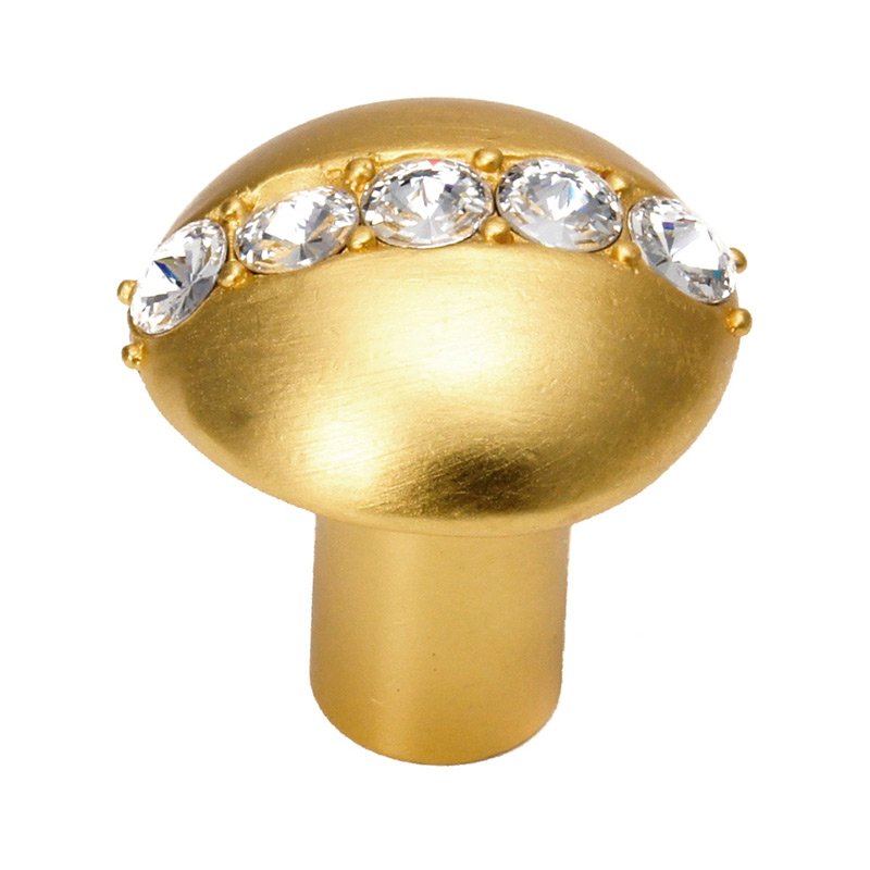 Carpe Diem Multi Swarovski Crystal Round Knob in Soft Gold with Aurora Boreal Crystal