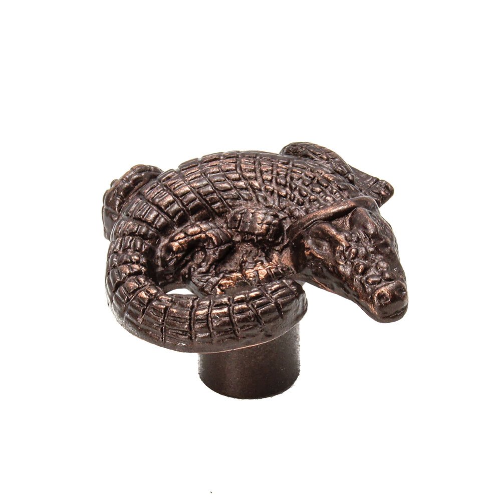 Carpe Diem Alligator Knob in Antique Brass