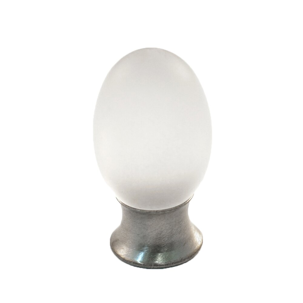 Cal Crystal Polyester Colored Oval Knob in Clear Matte with Satin Nickel Base