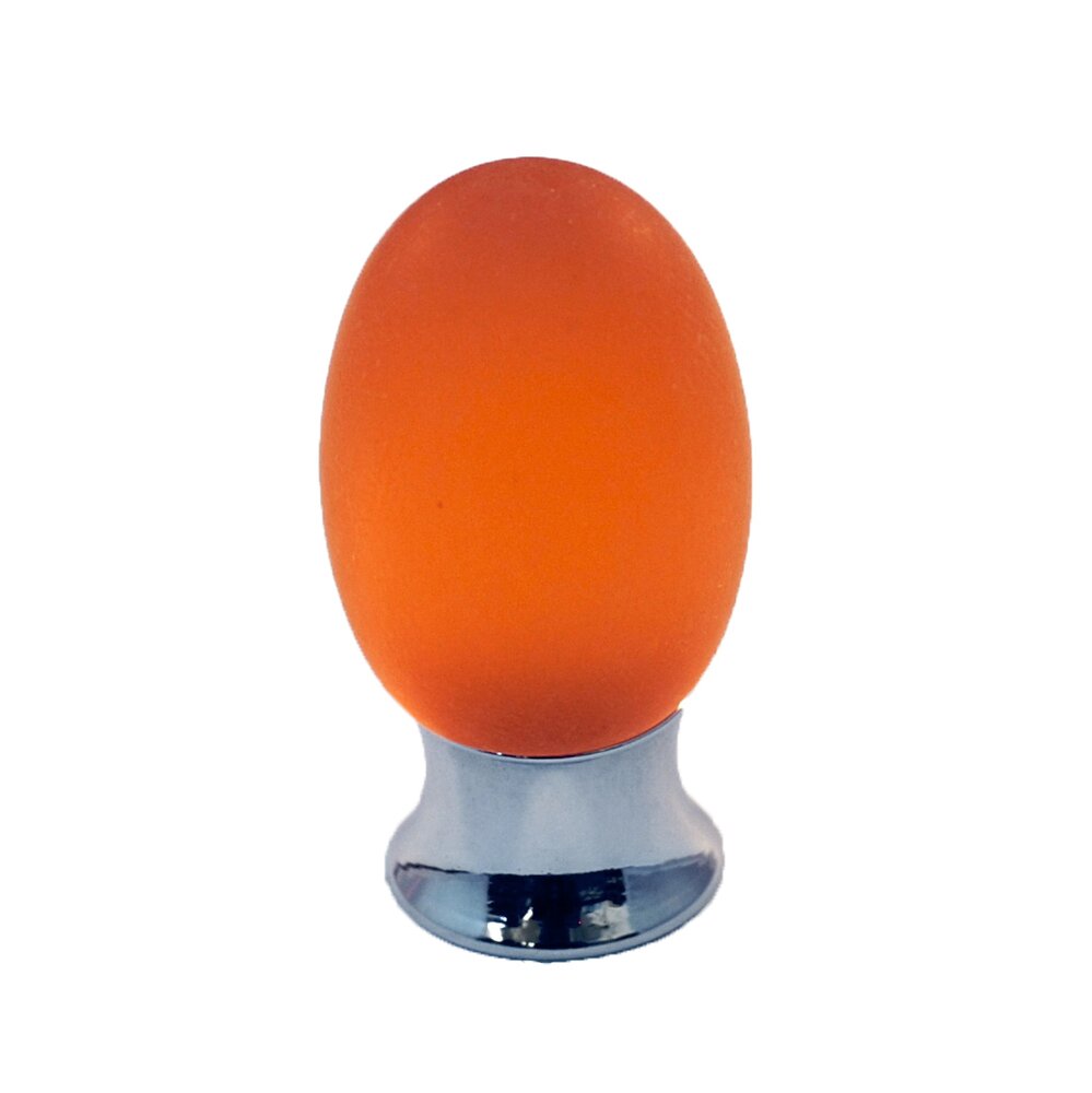 Cal Crystal Polyester Colored Oval Knob in Amber Matte with Polished Chrome Base