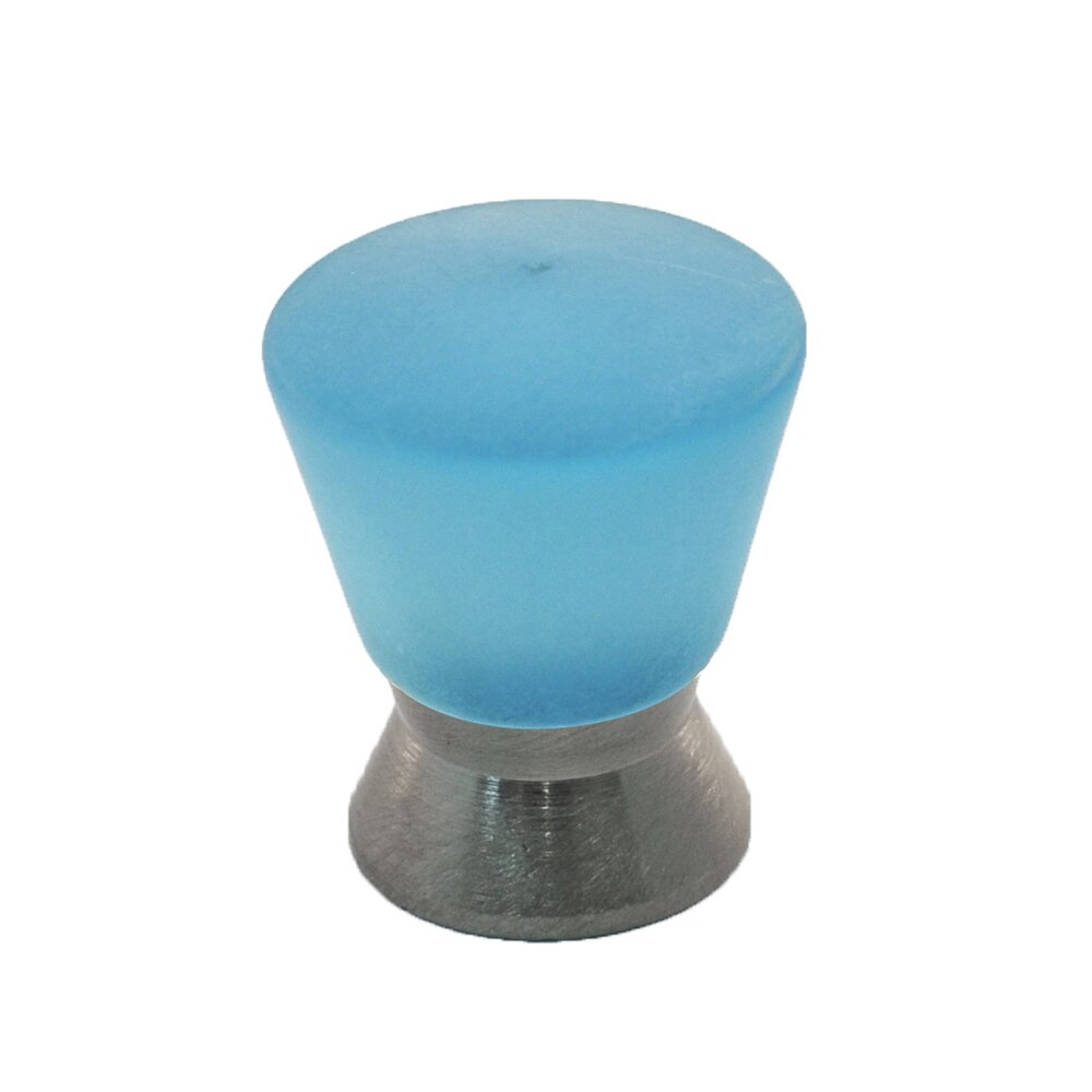 Cal Crystal Polyester Colored Round Knob in Light Blue Matte with Satin Nickel Base