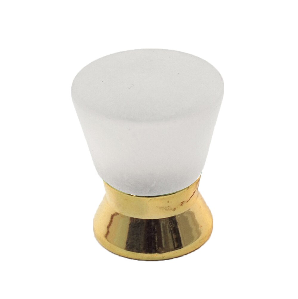 Cal Crystal Polyester Colored Round Knob in Clear Matte with Polished Brass Base