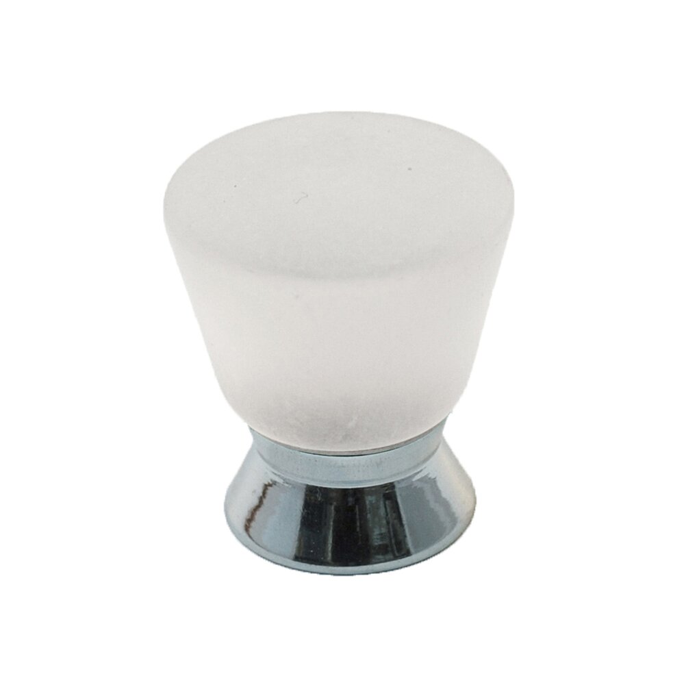 Cal Crystal Polyester Colored Round Knob in Clear Matte with Polished Chrome Base