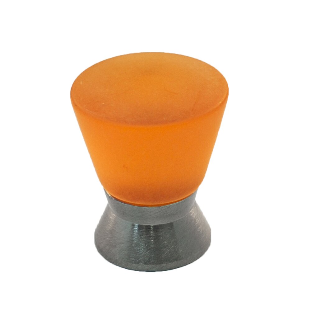 Cal Crystal Polyester Colored Round Knob in Amber Matte with Satin Nickel Base