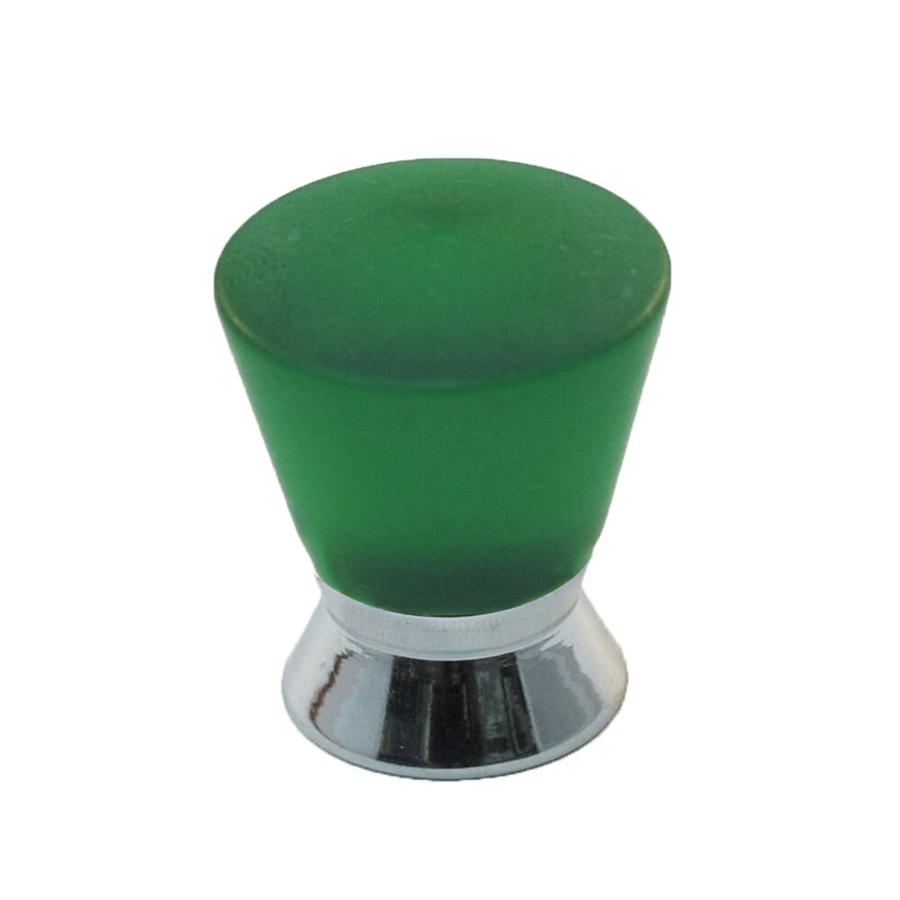 Cal Crystal Polyester Colored Round Knob in Green Matte with Polished Chrome Base