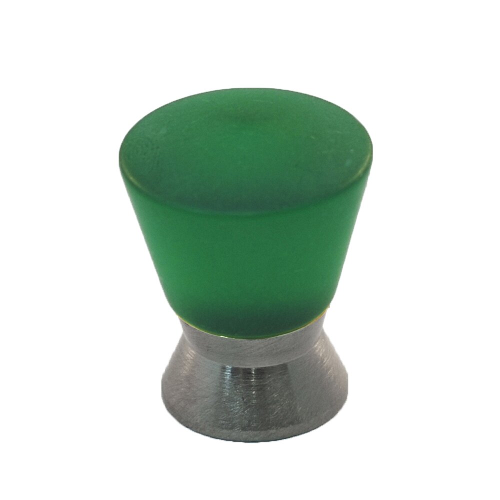 Cal Crystal Polyester Colored Round Knob in Green Matte with Satin Nickel Base
