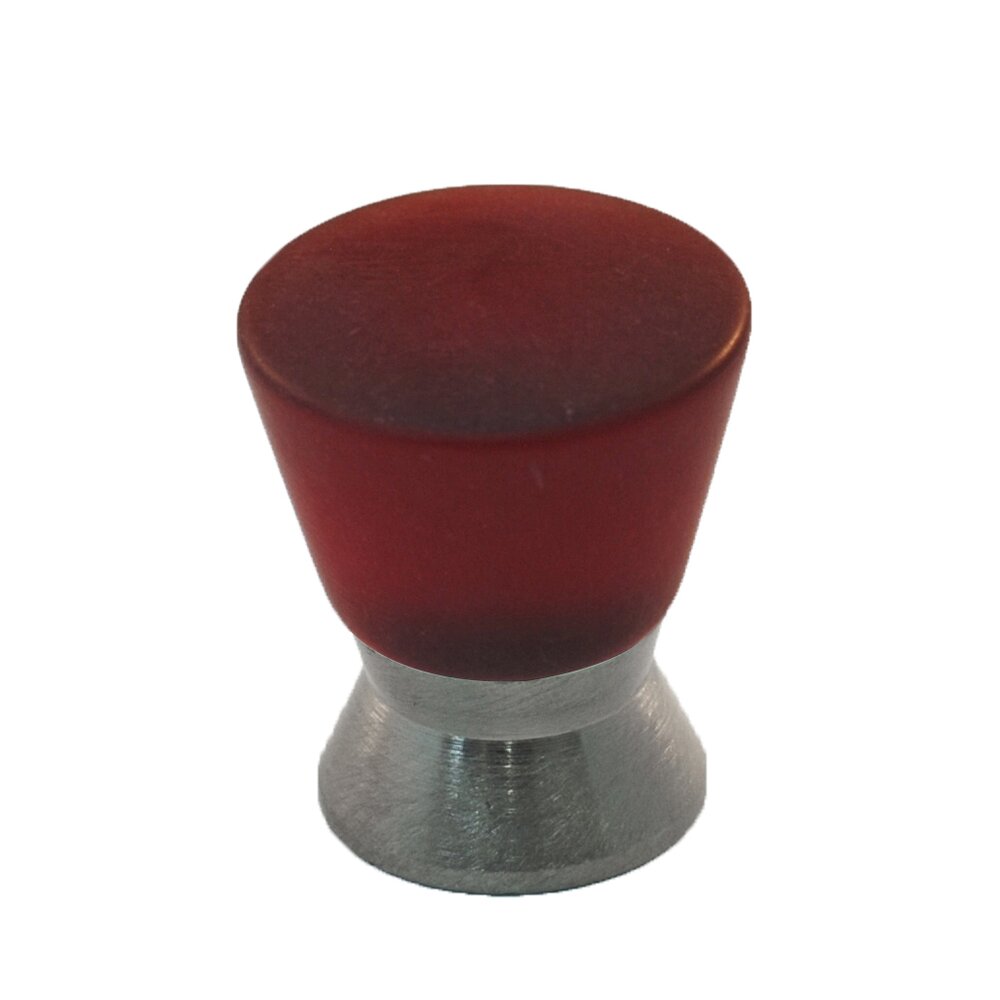 Cal Crystal Polyester Colored Round Knob in Red Matte with Satin Nickel Base