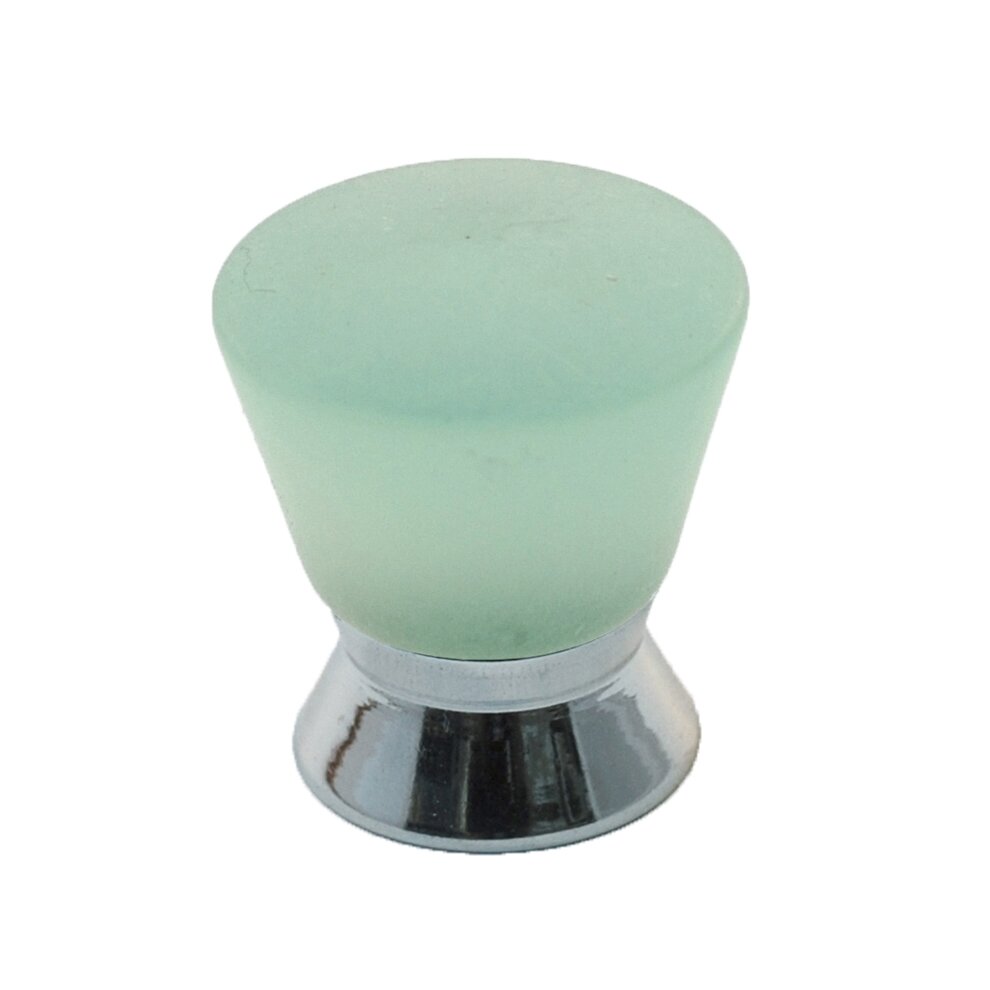 Cal Crystal Polyester Colored Round Knob in Light Green Matte with Polished Chrome Base