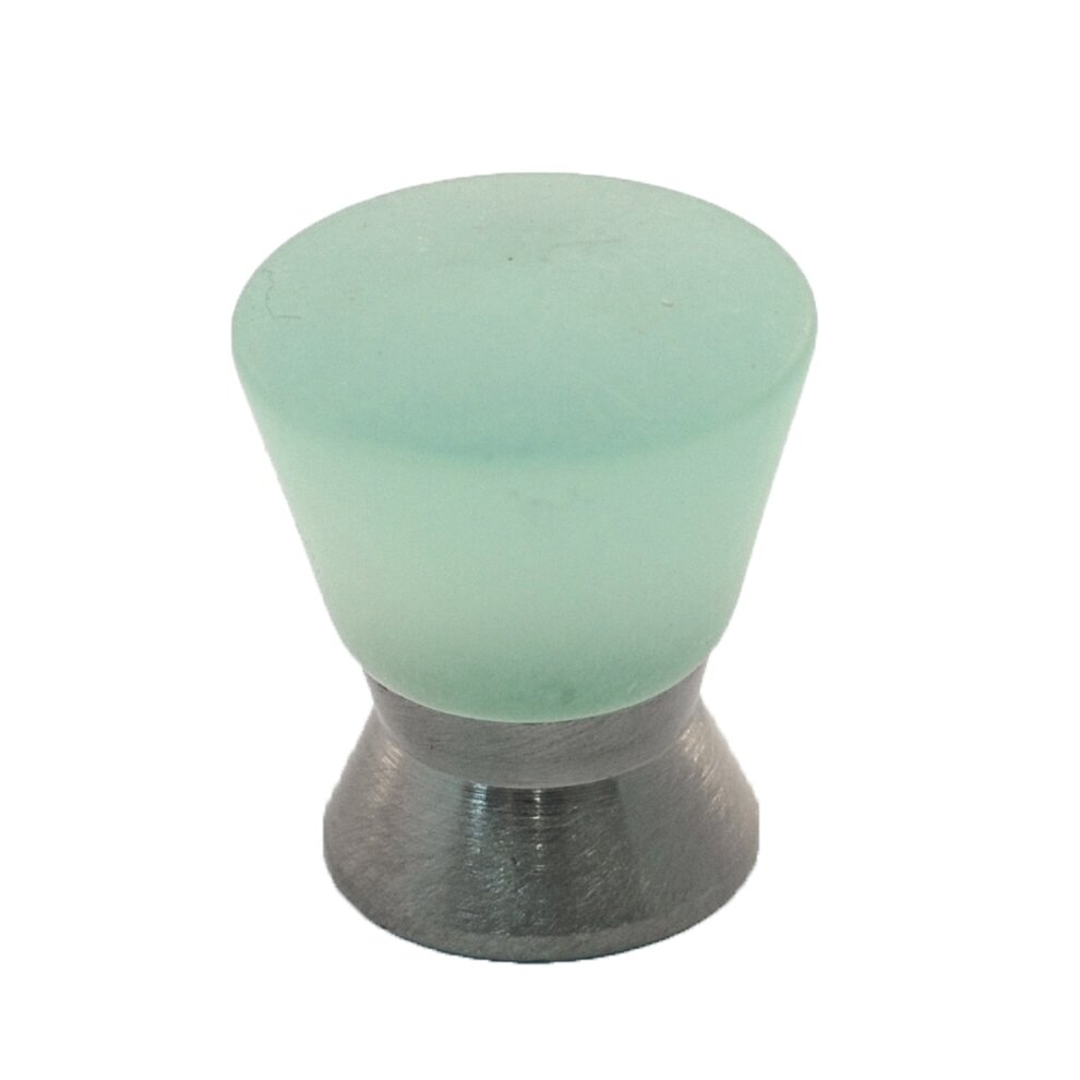 Cal Crystal Polyester Colored Round Knob in Light Green Matte with Satin Nickel Base
