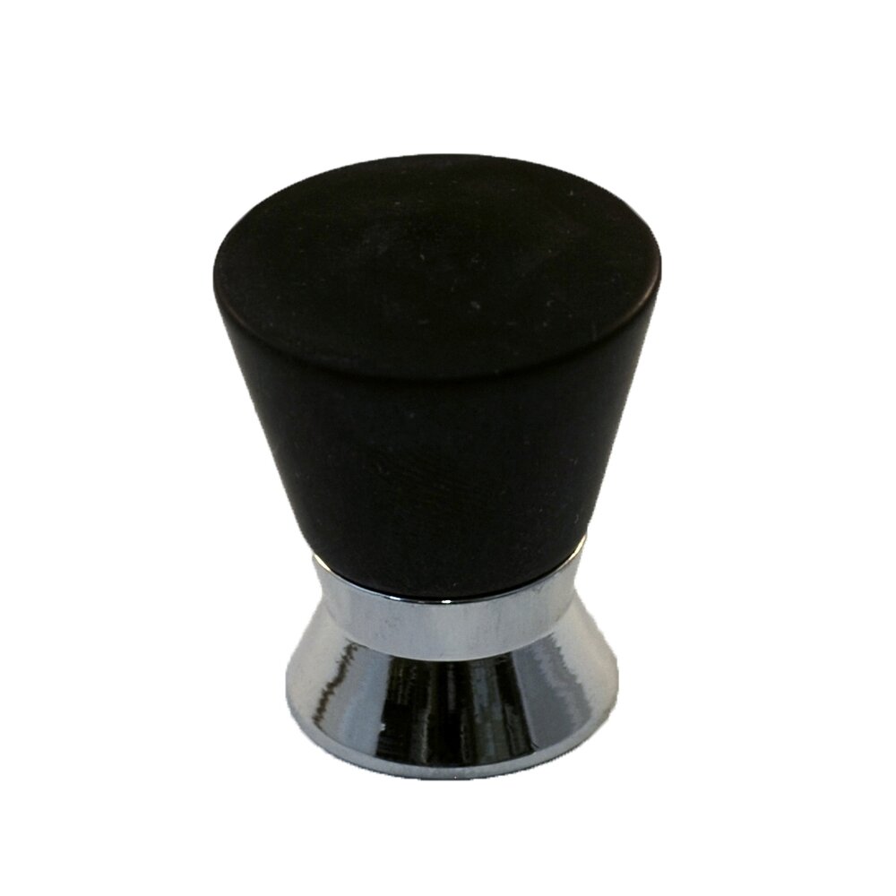 Cal Crystal Polyester Colored Round Knob in Black Matte with Polished Chrome Base