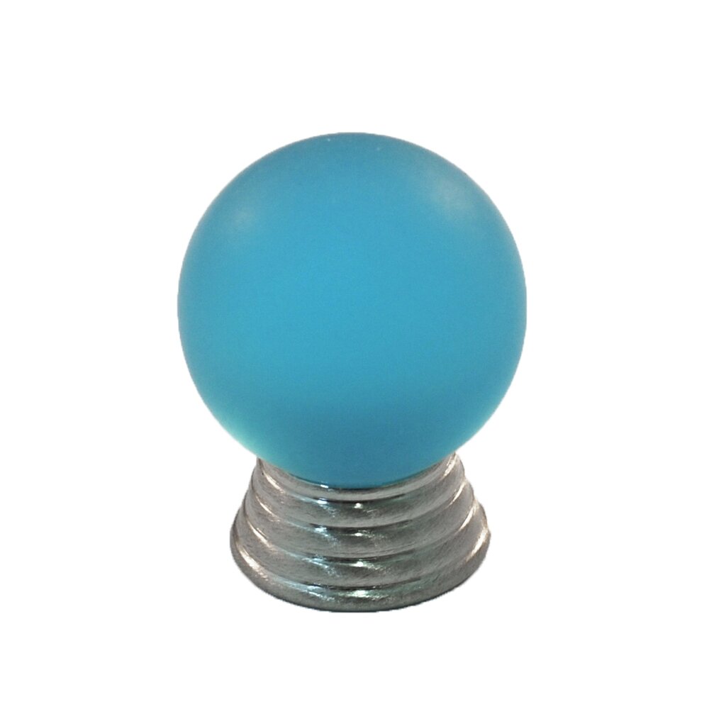 Cal Crystal Polyester Sphere Knob in Light Blue Matte with Satin Nickel Base