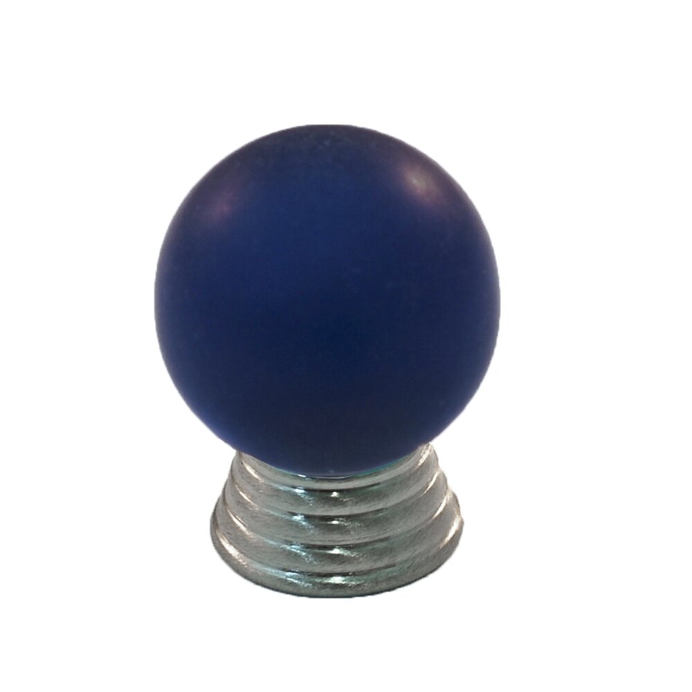 Cal Crystal Polyester Sphere Knob in Cobalt Blue Matte with Satin Nickel Base