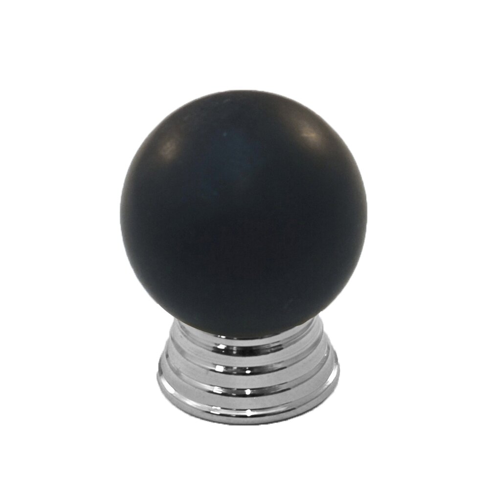 Cal Crystal Polyester Sphere Knob in Black Matte with Polished Chrome Base