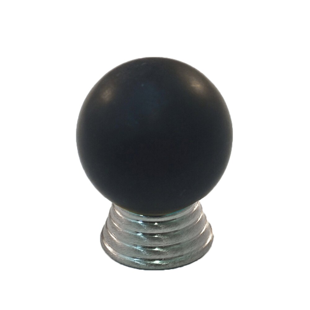 Cal Crystal Polyester Sphere Knob in Black Matte with Satin Nickel Base