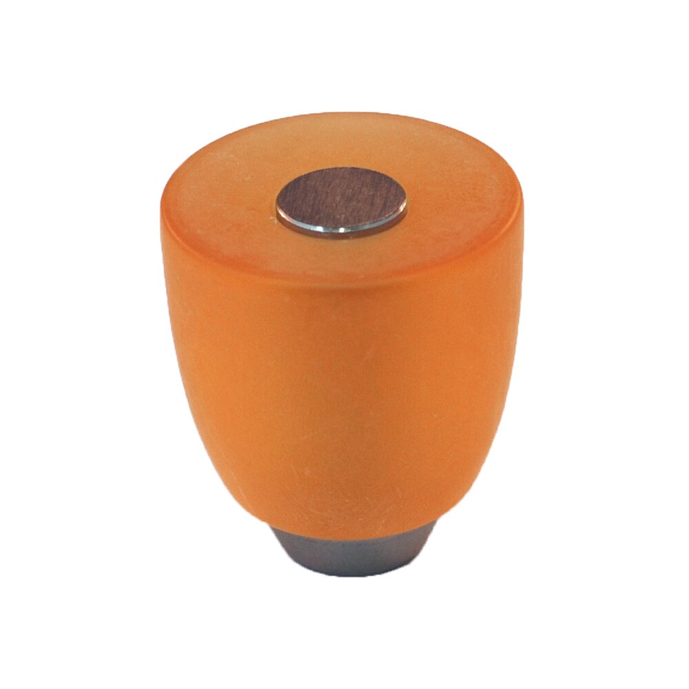Cal Crystal Polyester Round Knob in Amber Matte with Satin Nickel Base