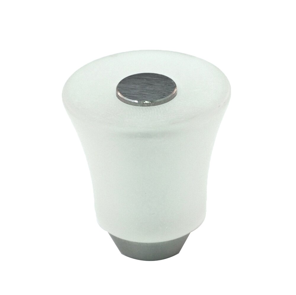 Cal Crystal Polyester Round Knob in Clear Matte with Satin Nickel Base
