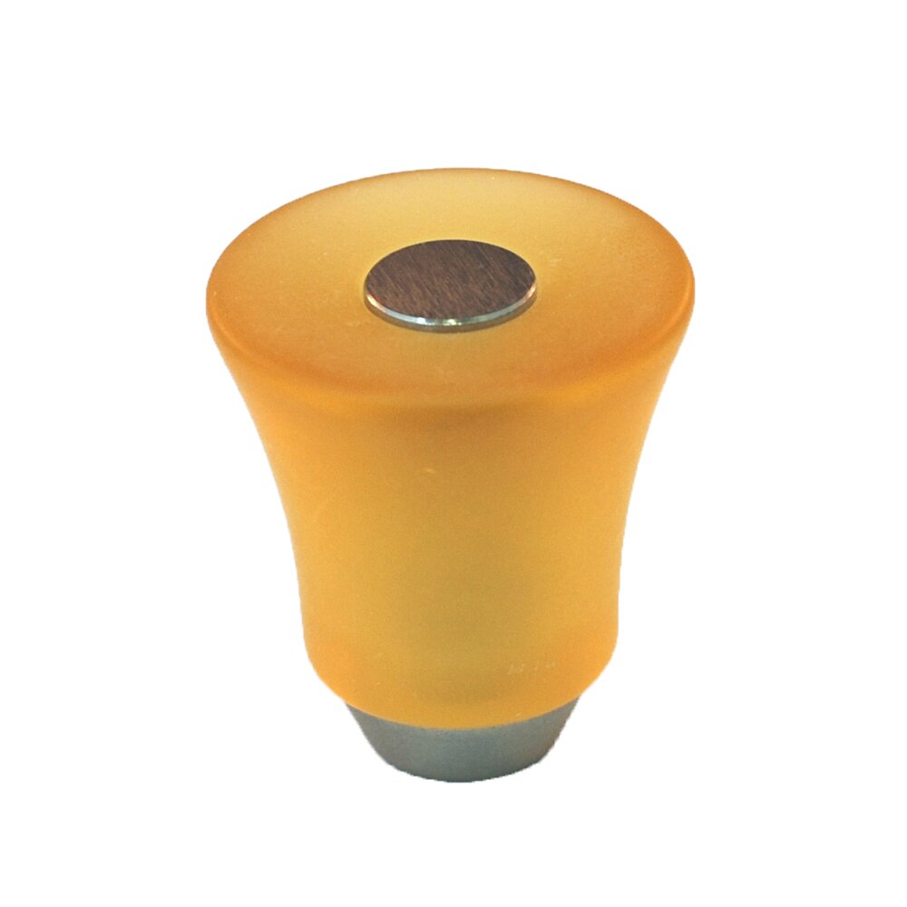 Cal Crystal Polyester Round Knob in Amber Matte with Satin Nickel Base