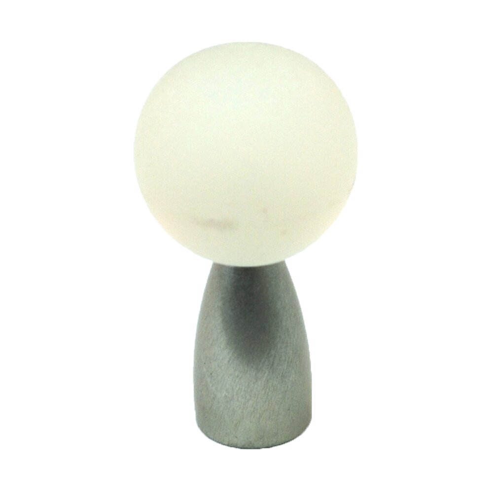 Cal Crystal Polyester Sphere Knob in Clear Matte with Satin Nickel Base