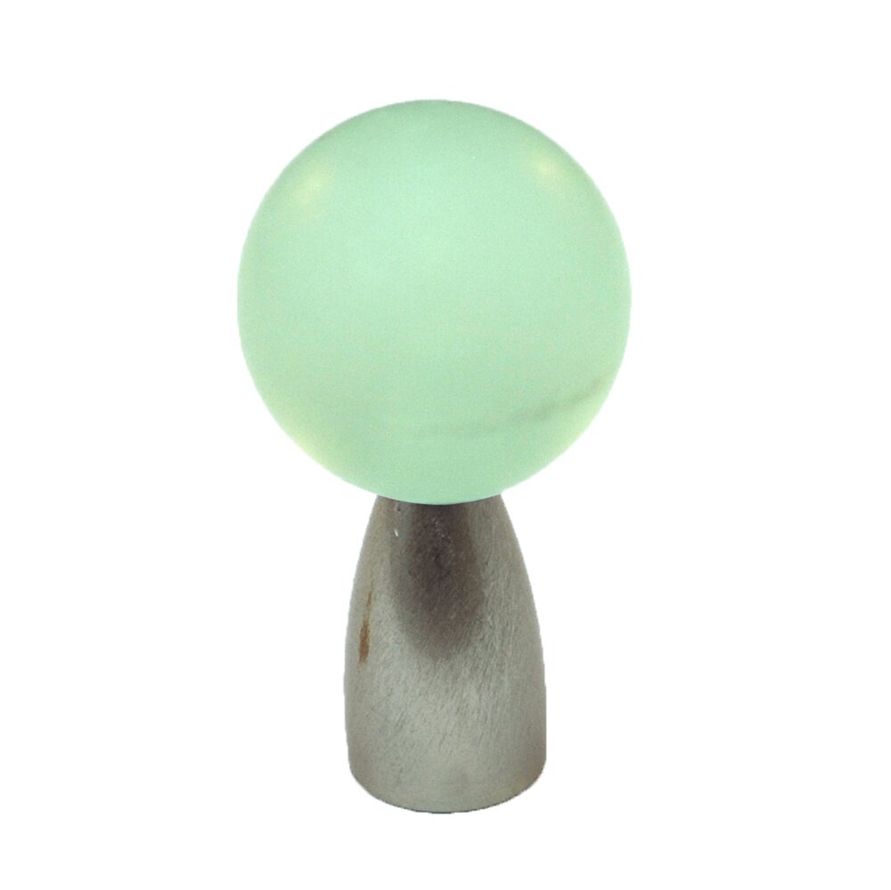 Cal Crystal Polyester Sphere Knob in Light Green Matte with Satin Nickel Base