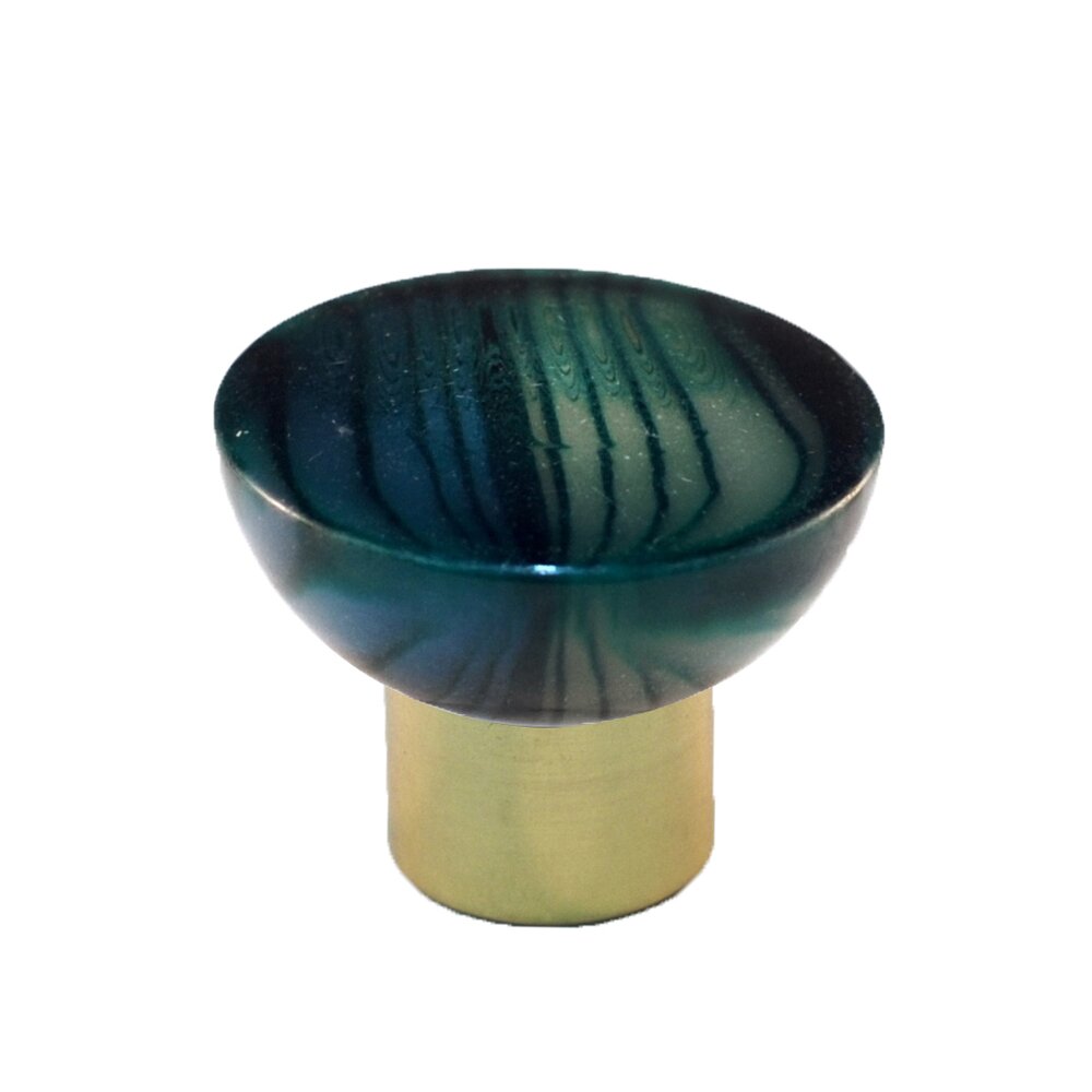 Cal Crystal Polyester Round Knob in Gloss Green Beige with Polished Brass Base