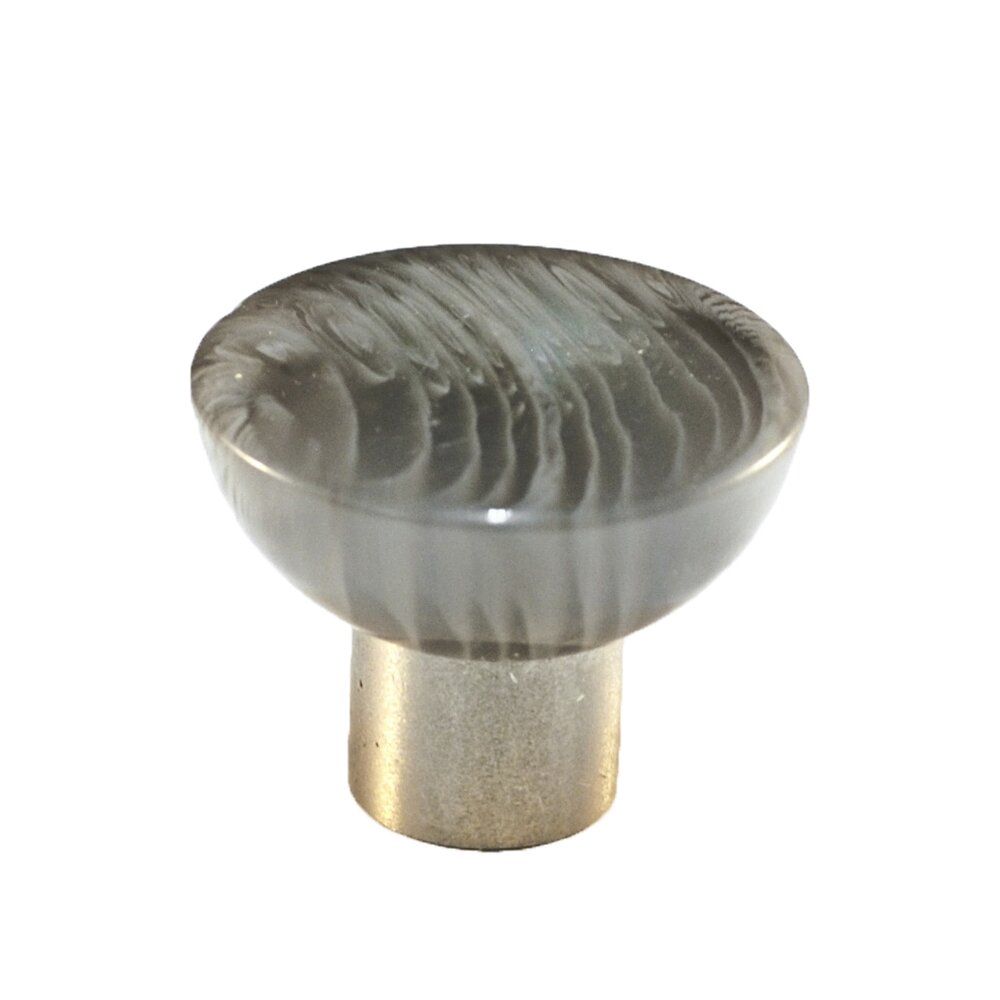 Cal Crystal Polyester Round Knob in Gloss Grey with Satin Nickel Base