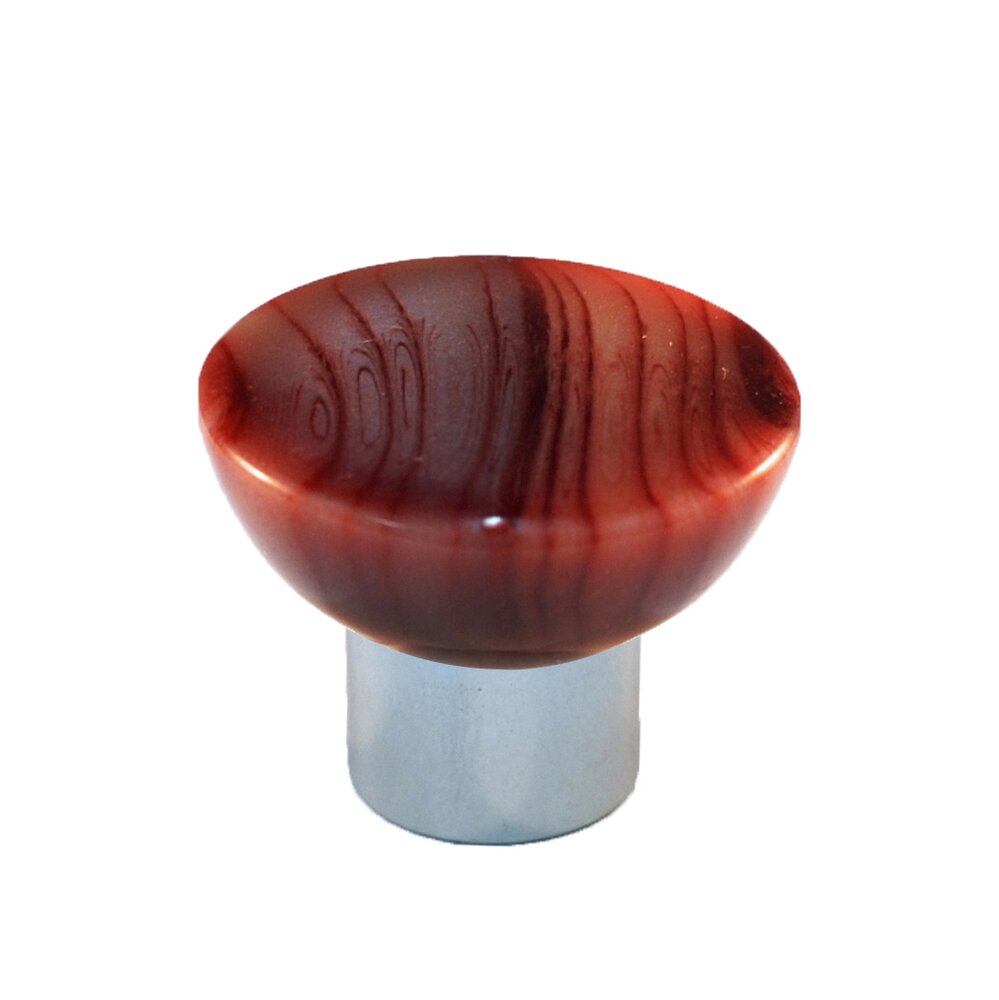 Cal Crystal Polyester Round Knob in Gloss Red with Polished Chrome Base