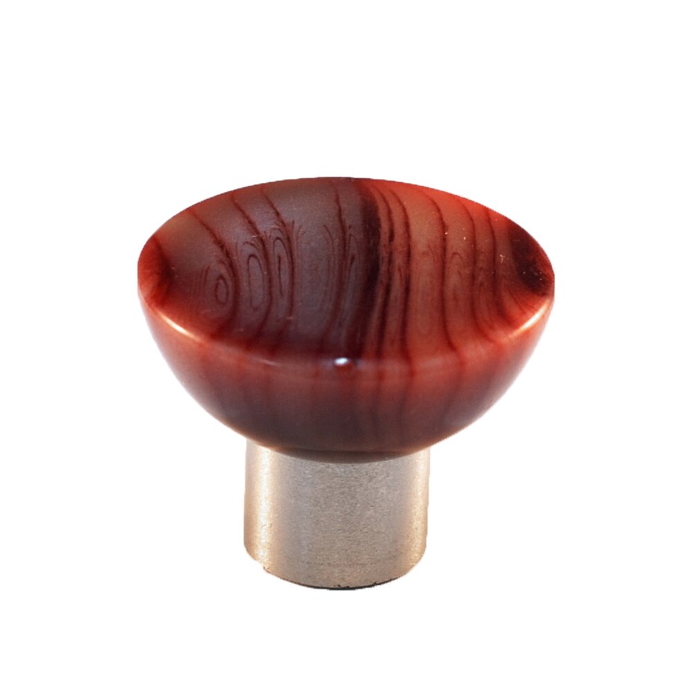 Cal Crystal Polyester Round Knob in Gloss Red with Satin Nickel Base