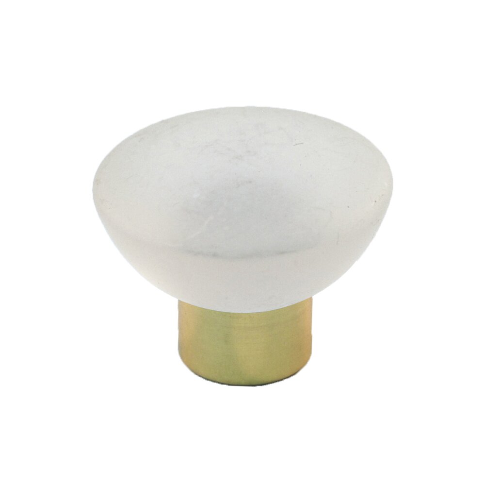 Cal Crystal Polyester Round Knob in Clear Matte with Polished Brass Base