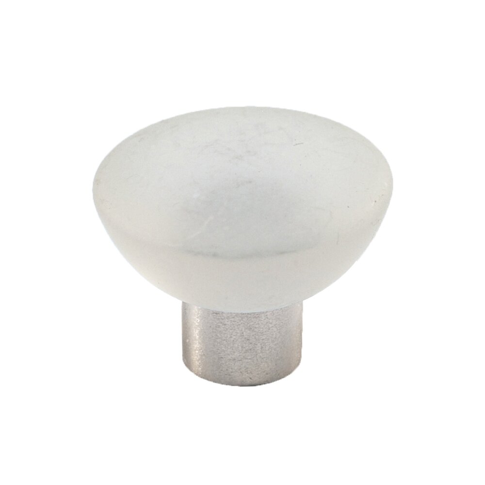 Cal Crystal Polyester Round Knob in Clear Matte with Satin Nickel Base