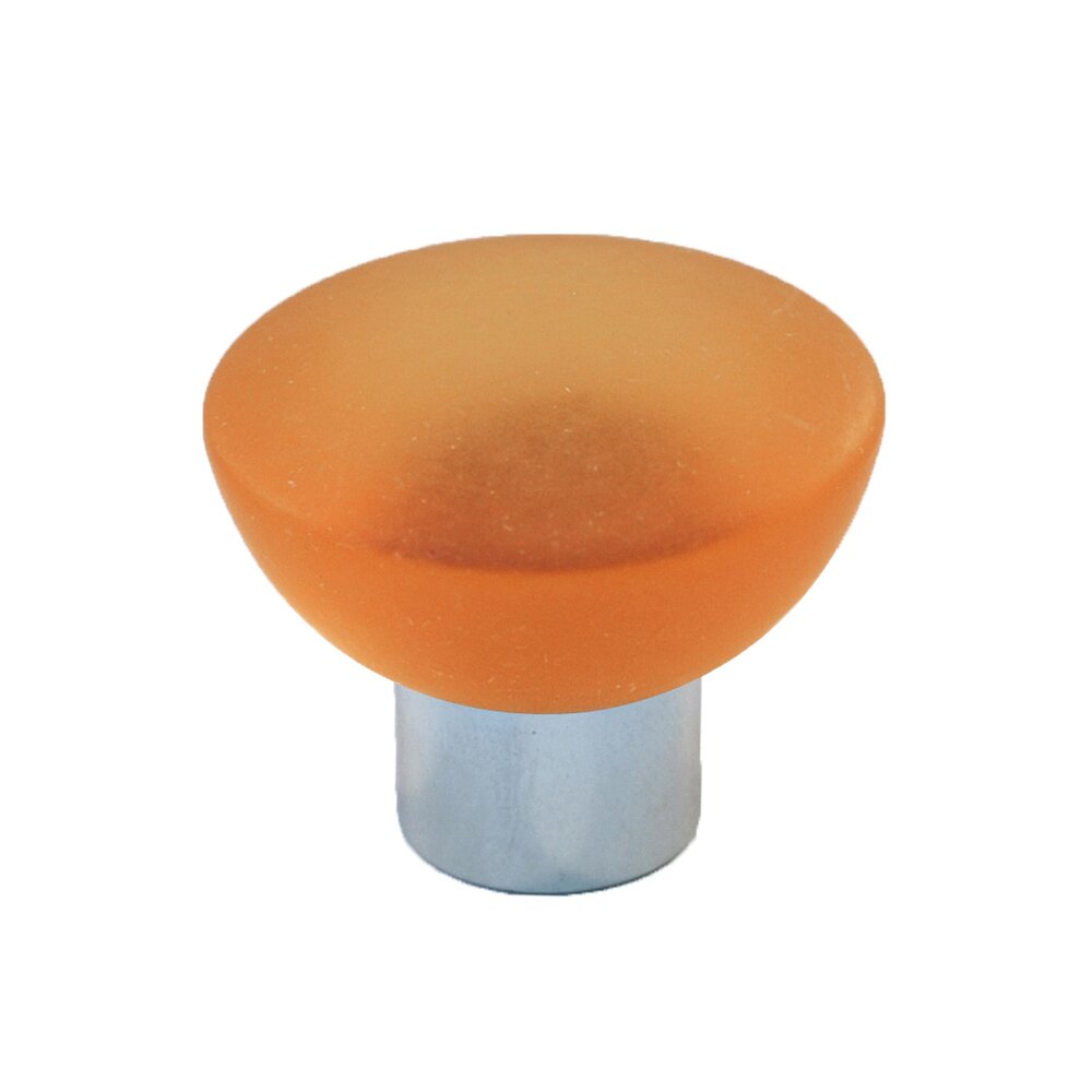 Cal Crystal Polyester Round Knob in Amber Matte with Polished Chrome Base