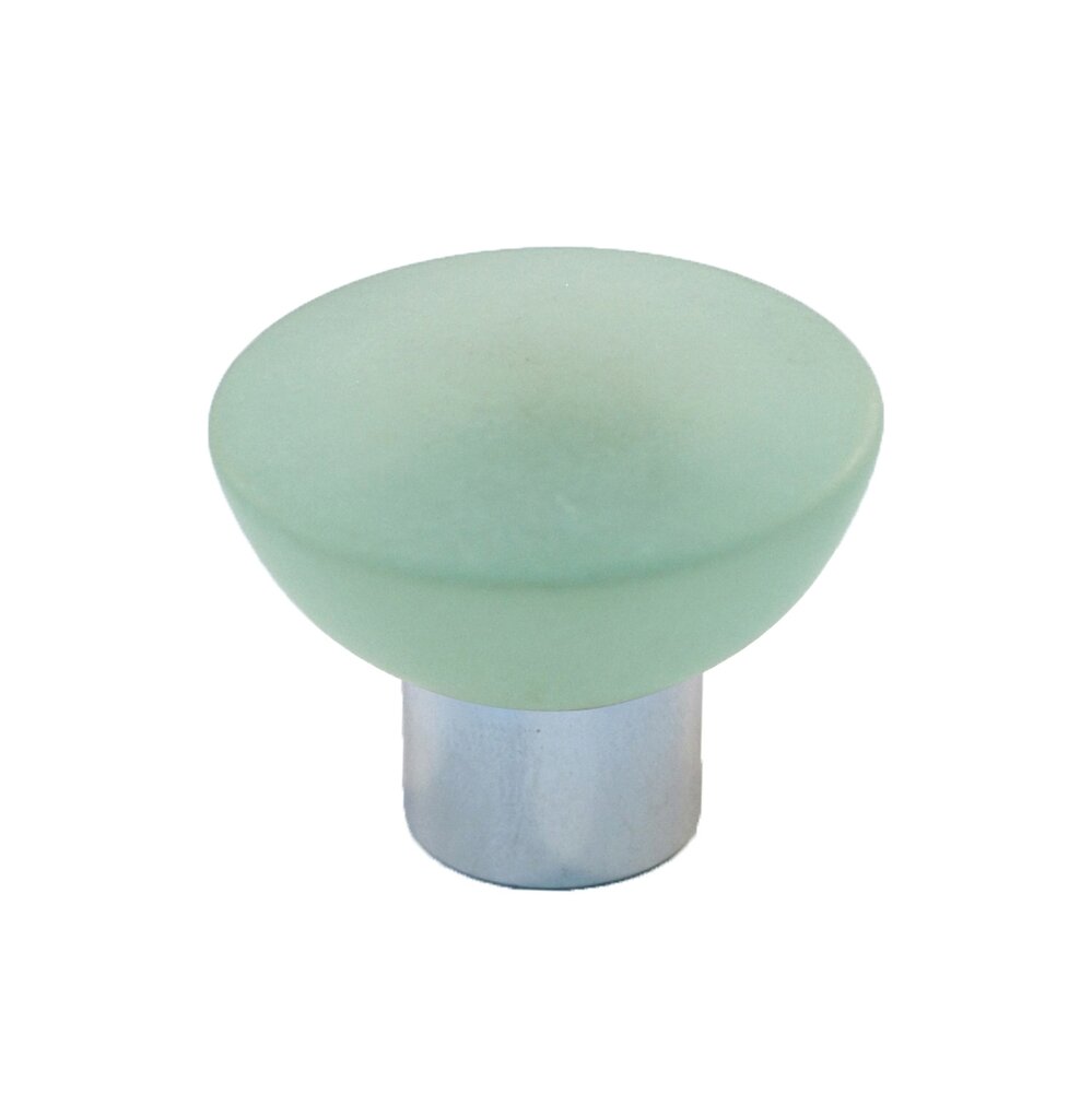 Cal Crystal Polyester Round Knob in Light Green Matte with Polished Chrome Base