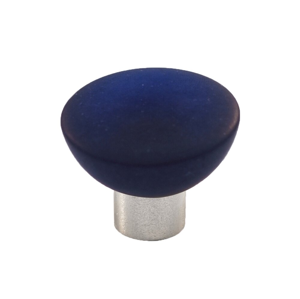 Cal Crystal Polyester Round Knob in Cobalt Blue Matte with Satin Nickel Base