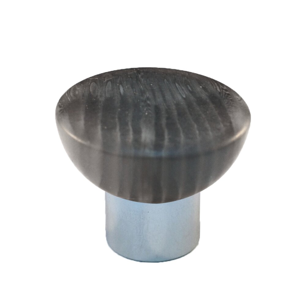 Cal Crystal Polyester Round Knob in Matte Grey with Polished Chrome Base