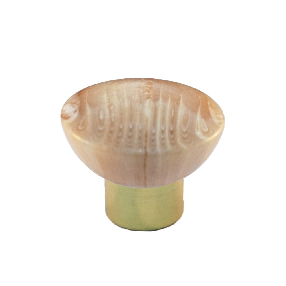 Cal Crystal Polyester Round Knob in Matte Beige with Polished Brass Base