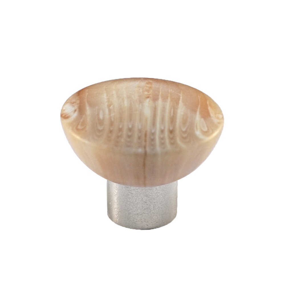 Cal Crystal Polyester Round Knob in Matte Beige with Satin Nickel Base