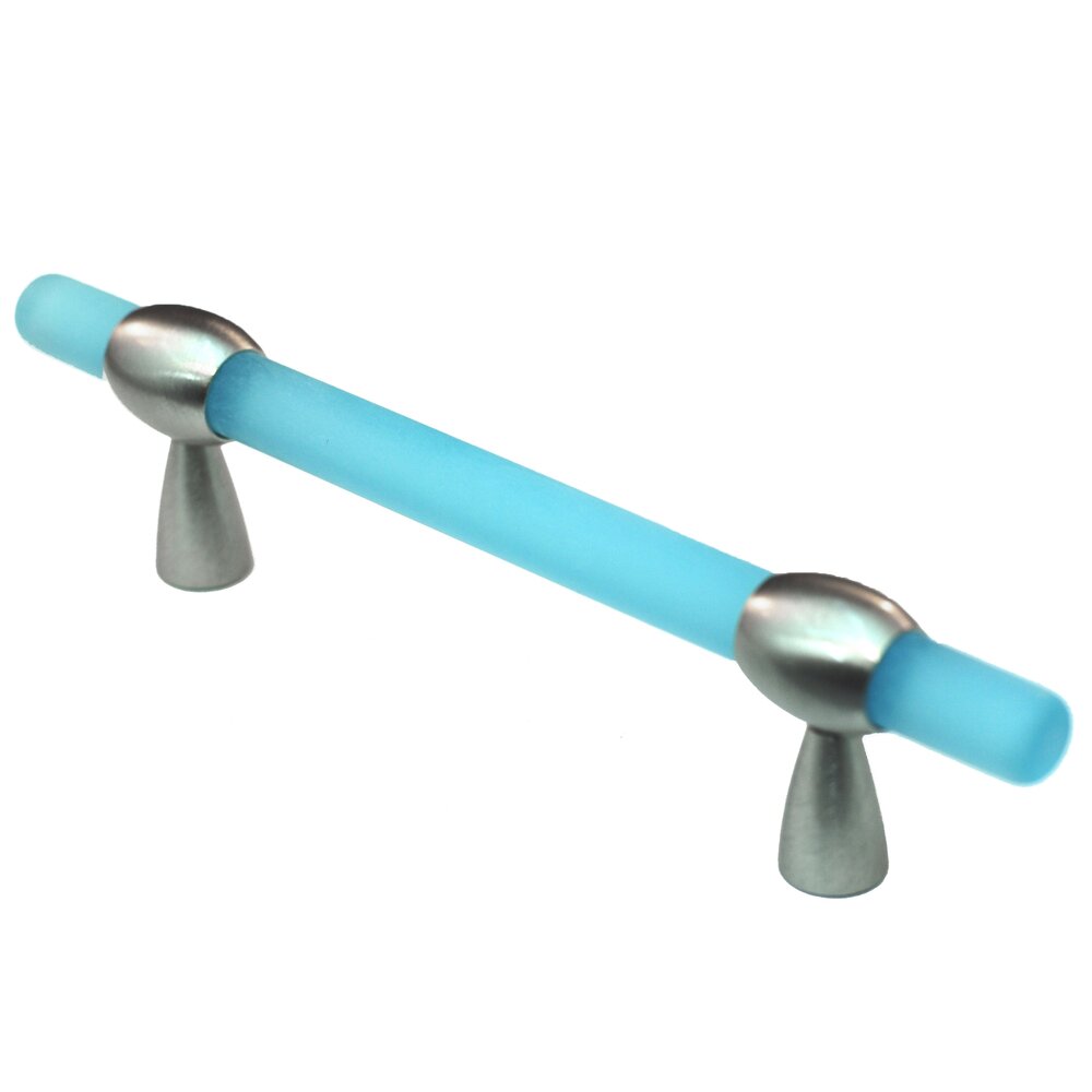 Cal Crystal 3"- 4" Adjustable Polyester Pull in Light Blue Matte with Satin Nickel Base