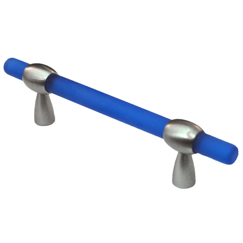 Cal Crystal 3"- 4" Adjustable Polyester Pull in Blue Matte with Satin Nickel Base