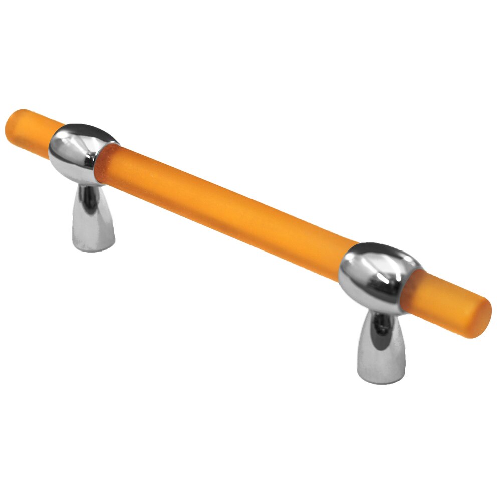 Cal Crystal 3"- 4" Adjustable Polyester Pull in Amber Matte with Polished Chrome Base