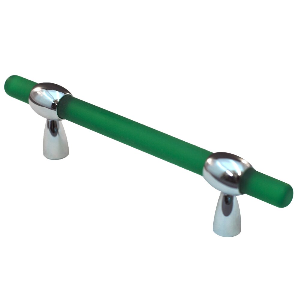 Cal Crystal 3"- 4" Adjustable Polyester Pull in Green Matte with Polished Chrome Base