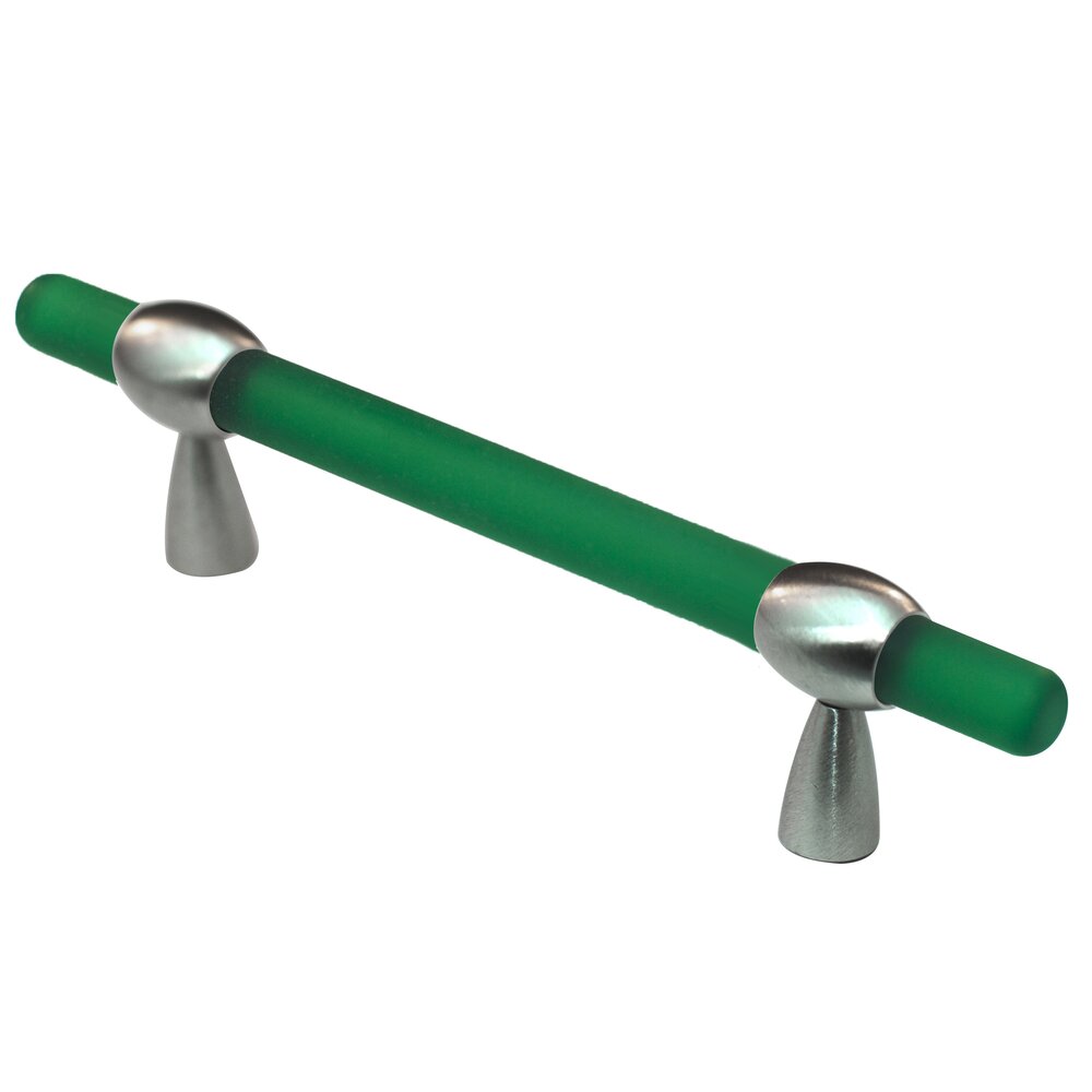 Cal Crystal 3"- 4" Adjustable Polyester Pull in Green Matte with Satin Nickel Base