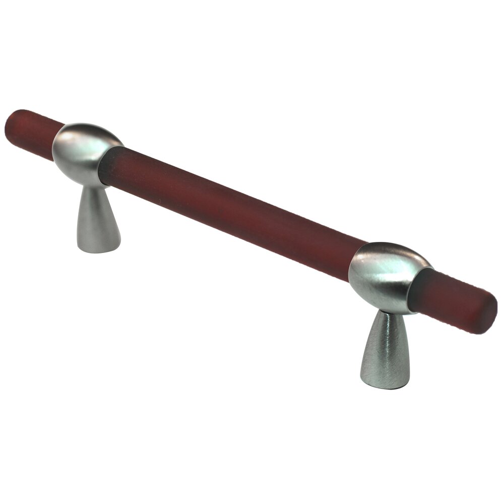 Cal Crystal 3"- 4" Adjustable Polyester Pull in Red Matte with Satin Nickel Base