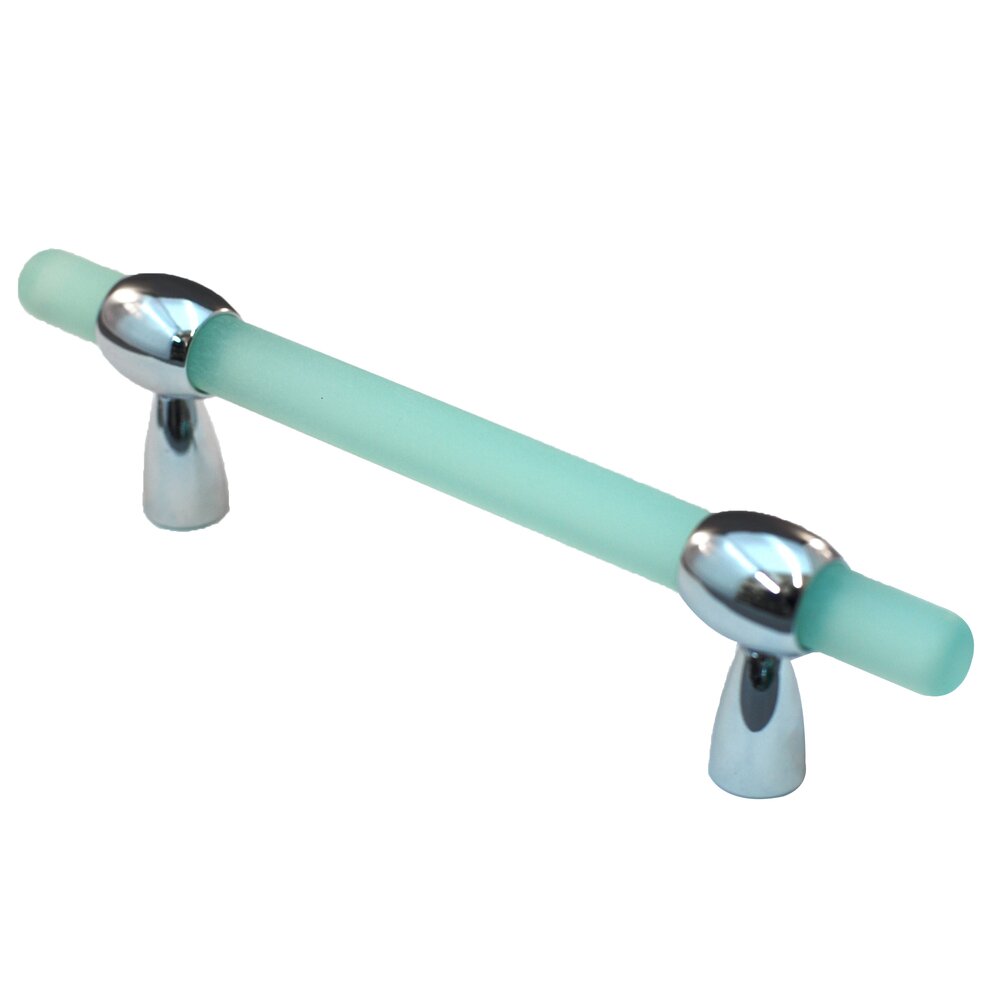 Cal Crystal 3"- 4" Adjustable Polyester Pull in Light Green Matte with Polished Chrome Base