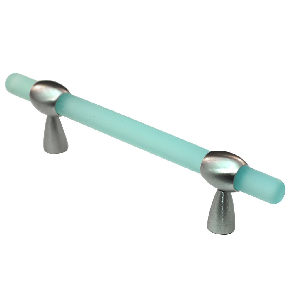 Cal Crystal 3"- 4" Adjustable Polyester Pull in Light Green Matte with Satin Nickel Base