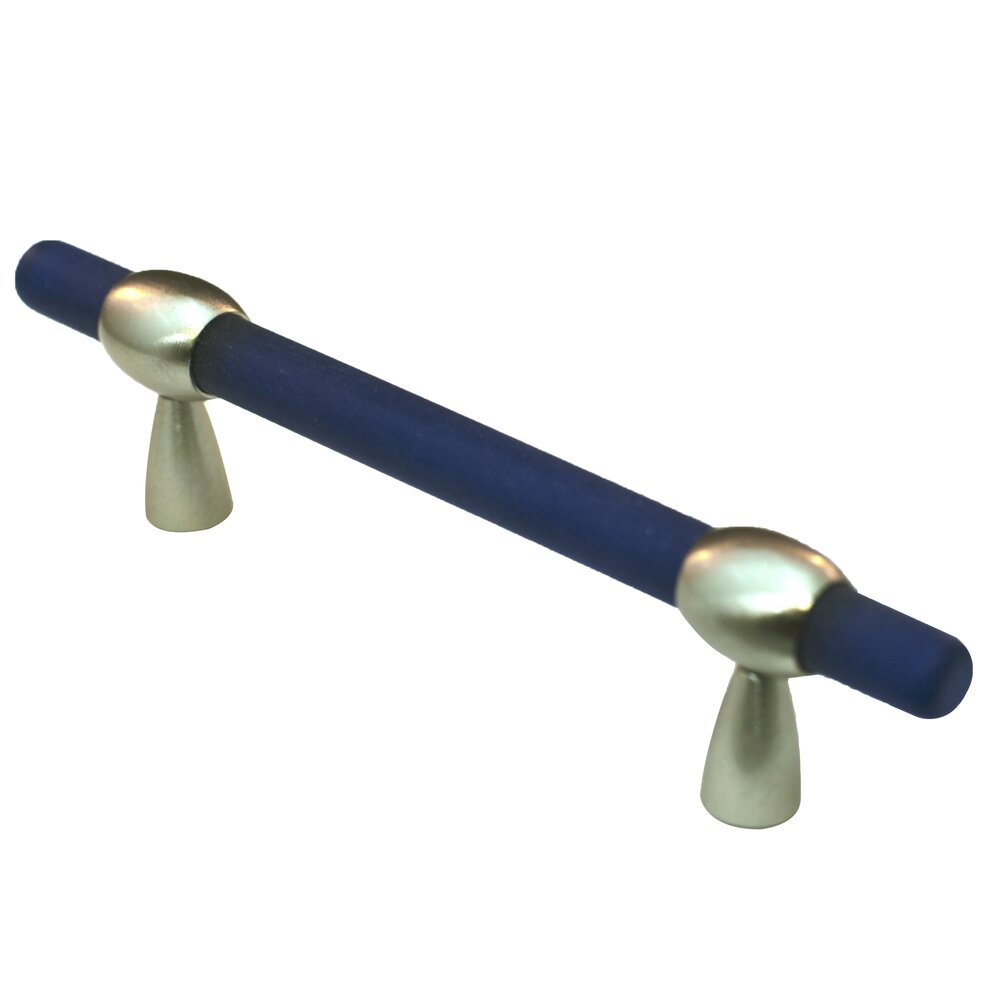 Cal Crystal 3"- 4" Adjustable Polyester Pull in Cobalt Blue Matte with Satin Nickel Base