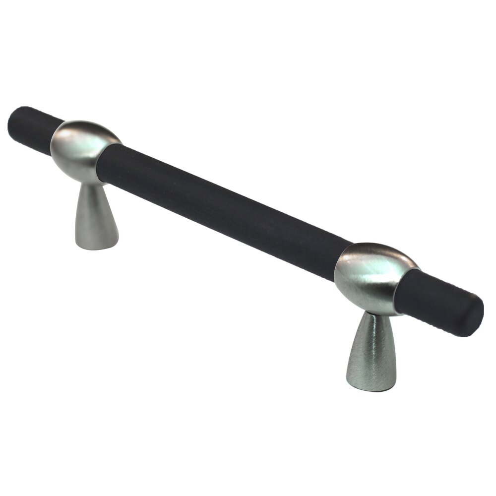 Cal Crystal 3"- 4" Adjustable Polyester Pull in Black Matte with Satin Nickel Base