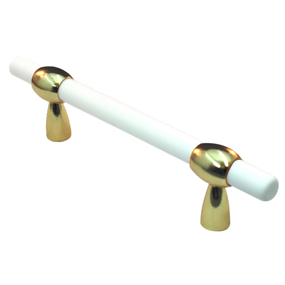 Cal Crystal 3"- 4" Adjustable Polyester Pull in White Matte with Polished Brass Base
