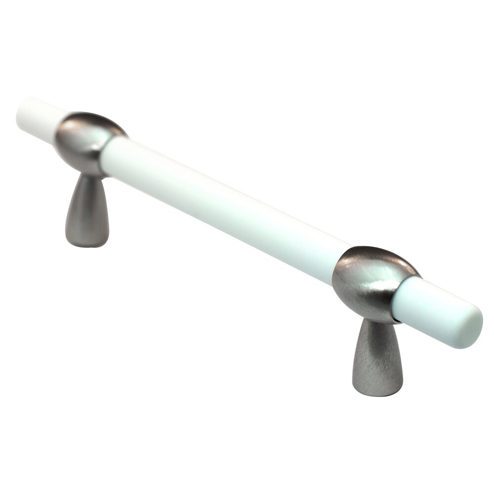 Cal Crystal 3"- 4" Adjustable Polyester Pull in White Matte with Satin Nickel Base